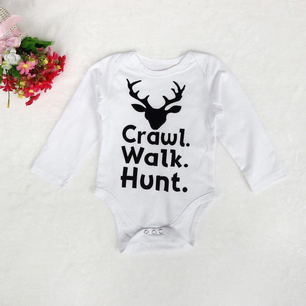Baby Boys Girls Deer Print Romper & Pants & Hat Set