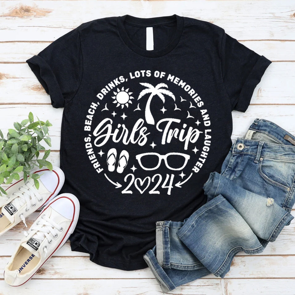 Camiseta com slogan feminino estampado Girls Trip 2024