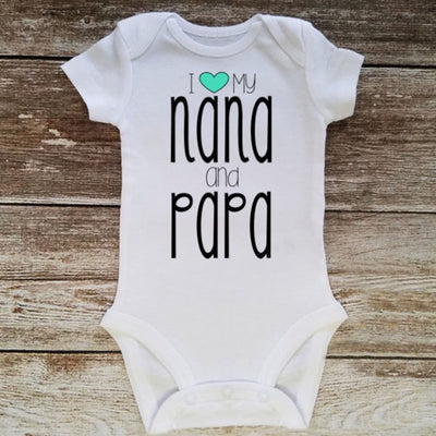 I Love My Nana And Papa Letter Printed Baby Romper