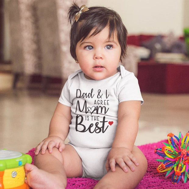 Lovely Agree Mom Is The Best Letter Cow Printed Baby Romper
