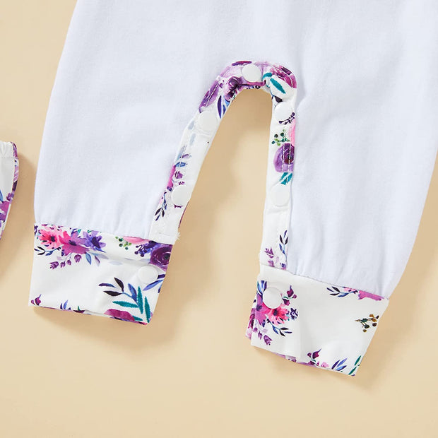 3PCS "The Princess Has Arrived" Floral Printed Baby Jumpsuit