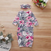 Baby NewBorn Lovely Floral Print Pajamas and Headband