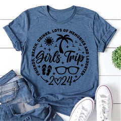 Girls Trip 2024 Printed Women Slogan T-Shirt