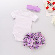 3PCS "Daddy's Girl Mommy's World" Floral Printed Baby Set