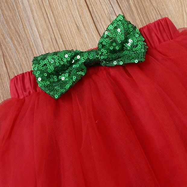 4PCS My 1st Christmas Letter Printed Baby Skirt Set