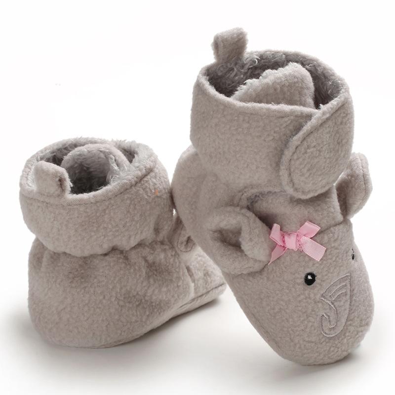 Adorável elefante 3D impresso botas de pelúcia quentes sapatos de bebê