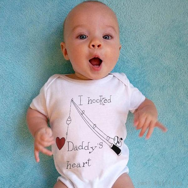 I Hooked Daddy's Heart Print Romper