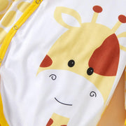 Baby Unisex Sweet Giraffe Printed Long Sleeve Baby Jumpsuit