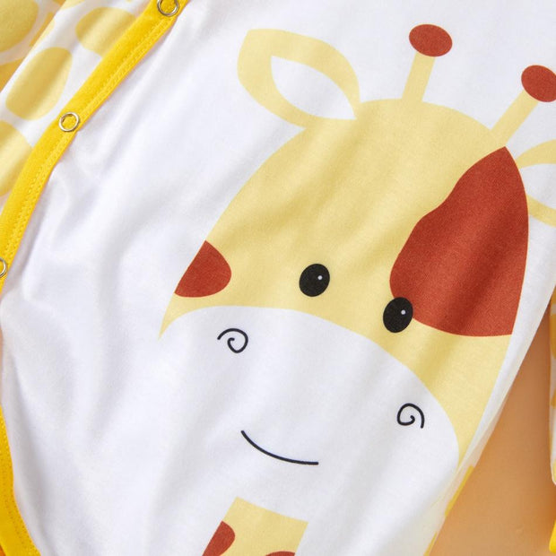 Baby Unisex Sweet Giraffe Printed Long Sleeve Baby Jumpsuit