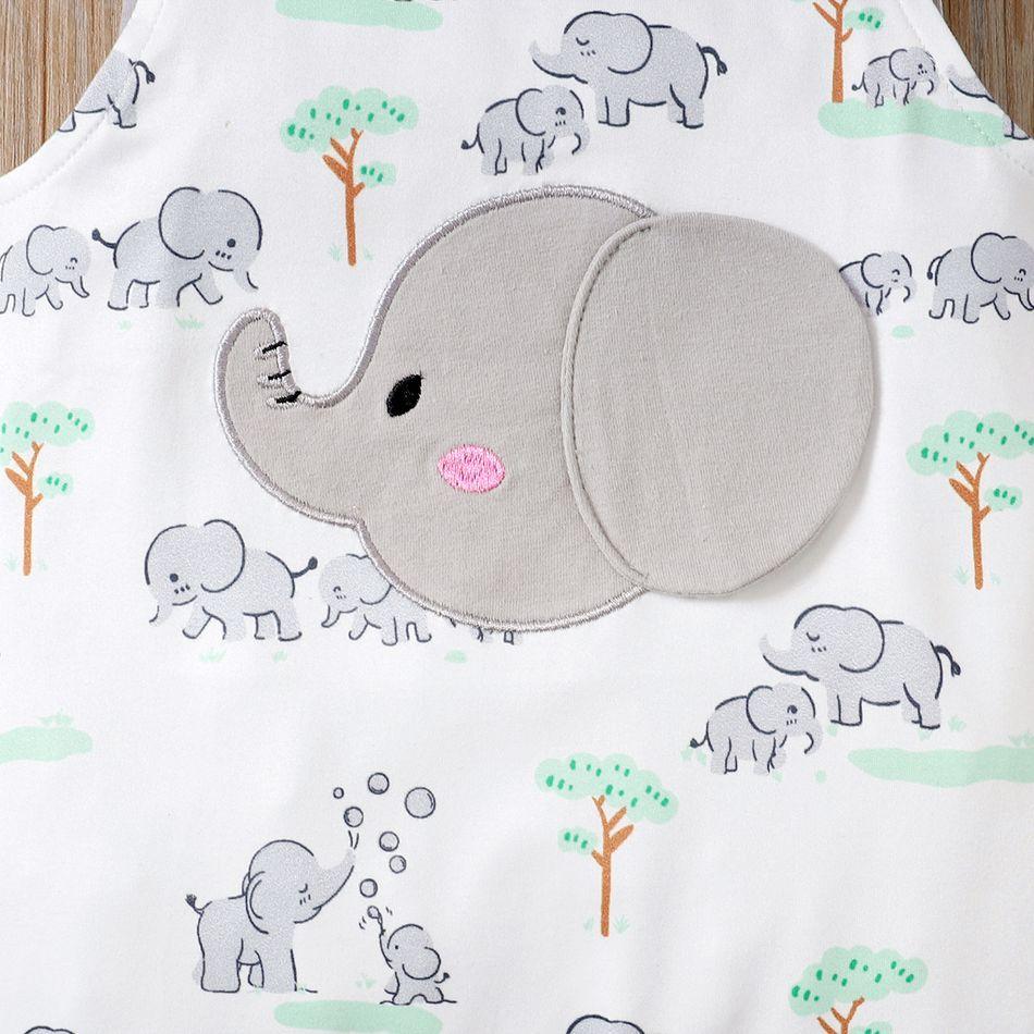 Sweet Cartoon Elephant Printed Baby Jumpsuit