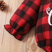 3PCS Christmas Plaid Letter Printed Baby Girl Skirt Set