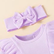 3PCS Cartoon Elephant Bowknot Decor Baby Set