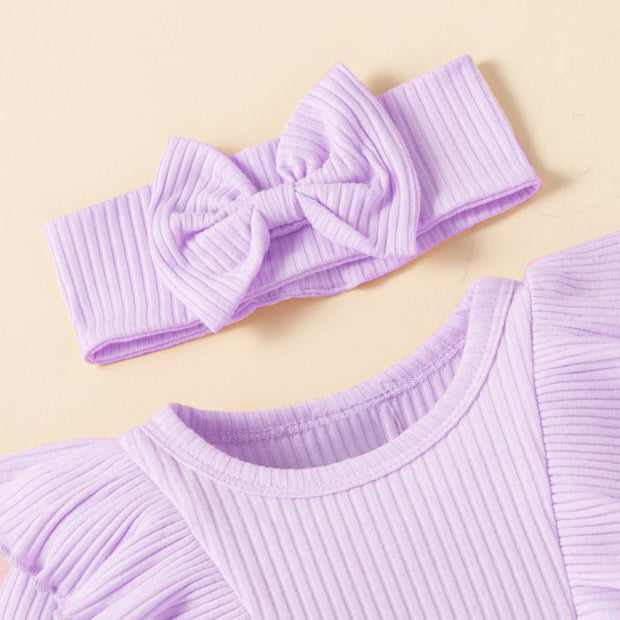 3PCS Cartoon Elephant Bowknot Decor Baby Set