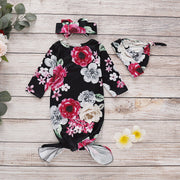 NewBorn Floral Print  Pajamas with Headband