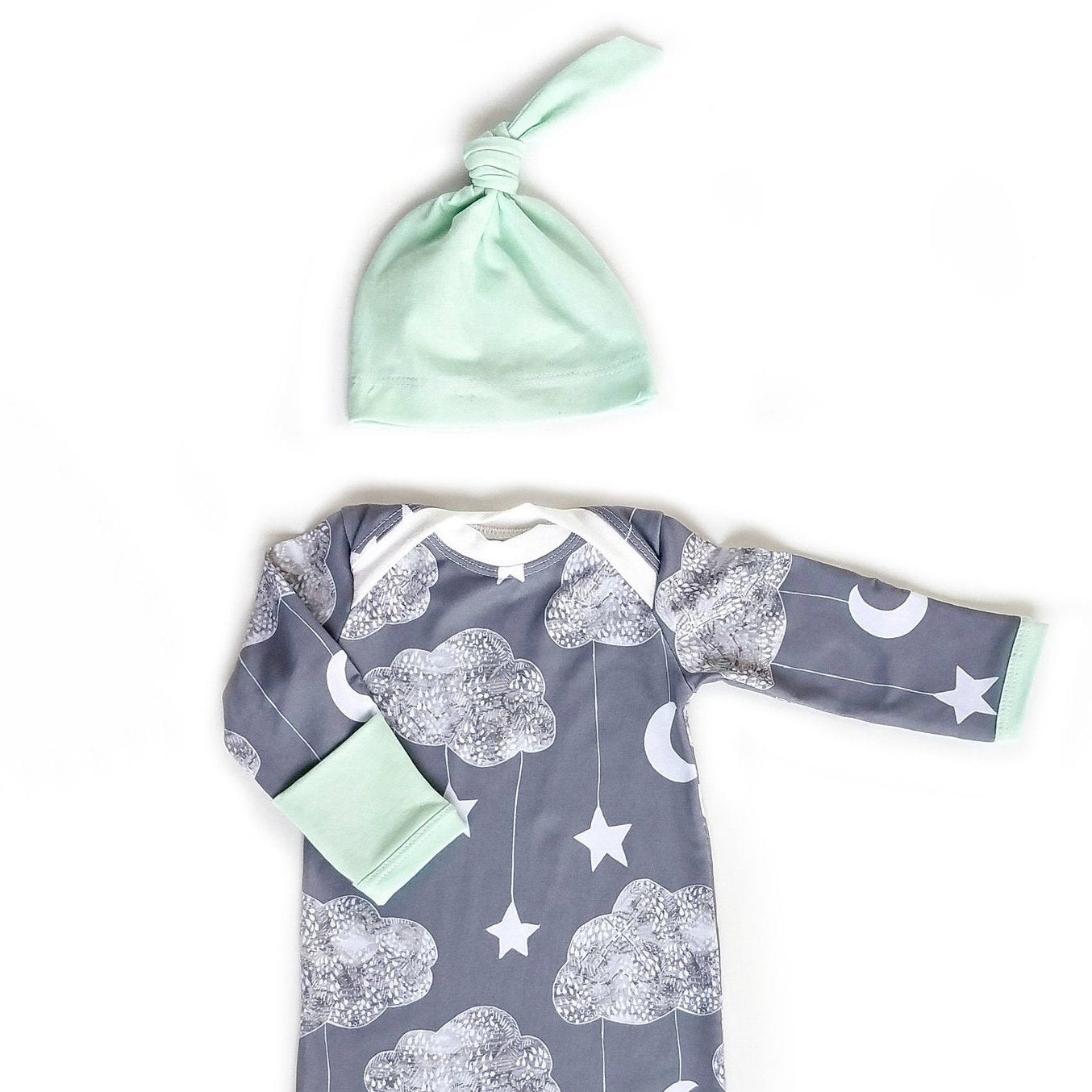 Sac de couchage pour bébé nouveau-né imprimé lune et étoile, 2 pièces