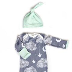 Sac de couchage pour bébé nouveau-né imprimé lune et étoile, 2 pièces