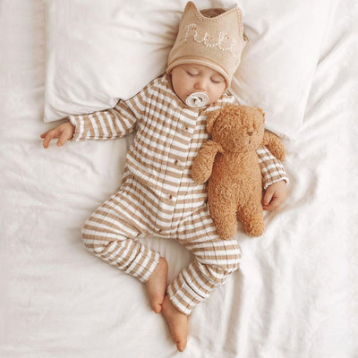 Lovely Brown Stripe Baby Long Sleeve Jumpsuit