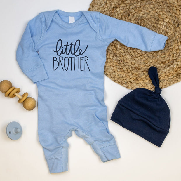 2PCS Little Brother Letter Printed Long Sleeve Baby Jumpsuit