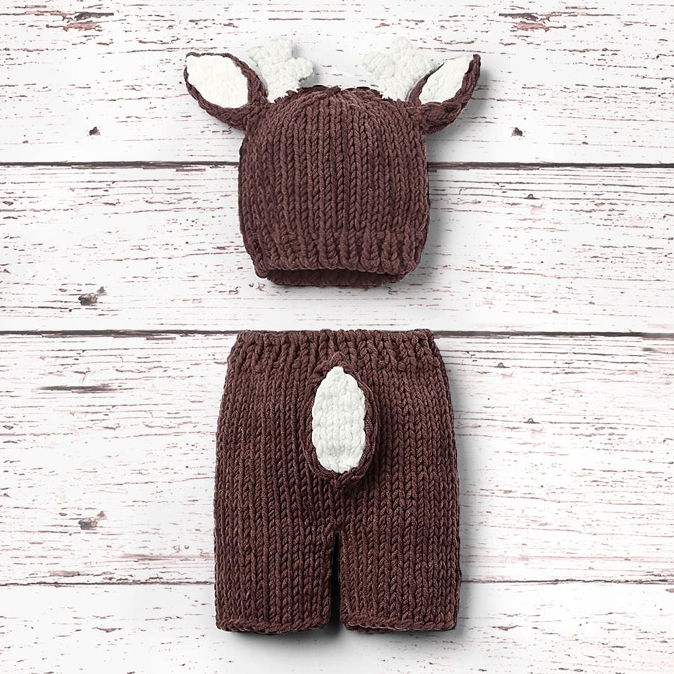 Vêtements de photographie pour bébé tricotés à la main Little Deer