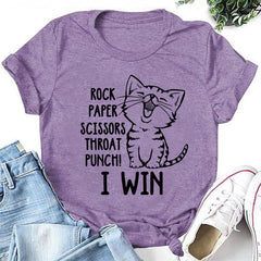 Rock Paper Scissors estampa camiseta feminina com slogan 
