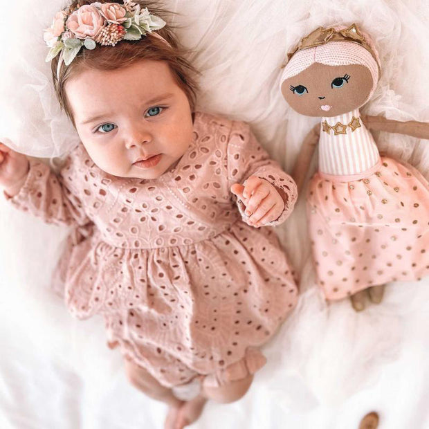2PCS Sweet Solid Color Printed Baby Romper