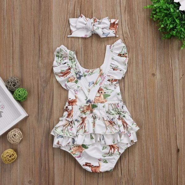 Lovely Little Deer Printed Baby Romper