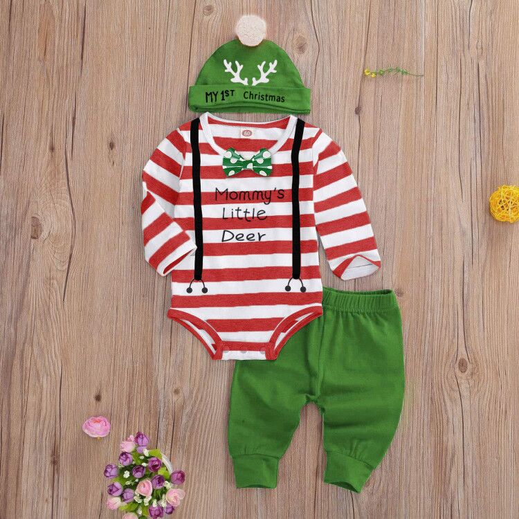 3PCS "Mommy's Little Turkey’" Letter Printed with Pants Baby Set