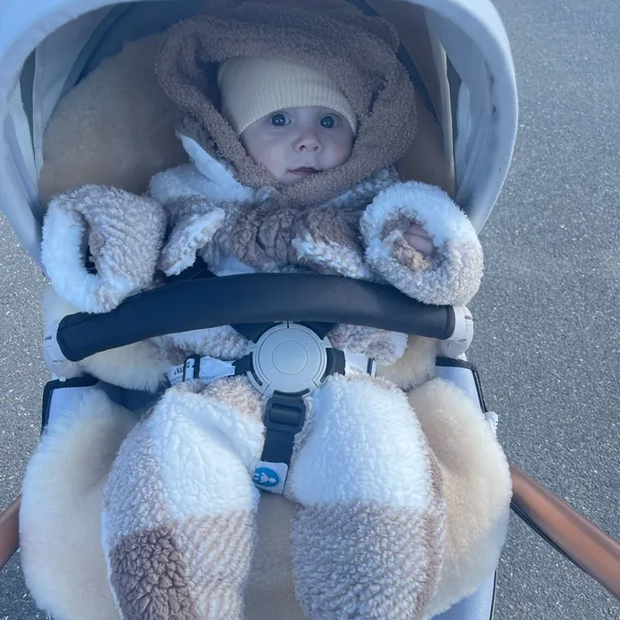 Cute Fluffy Fleece Plaid Printed Baby Long Sleeve Jumpsuit
