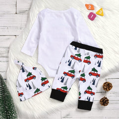 3PCS Merry Christmas Letter Printed Baby Set