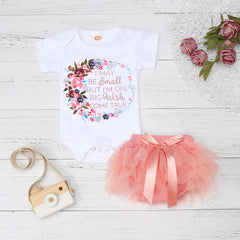 Baby Ruffled Floral Letter Print Top & Tutu Skirt