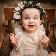 Pretty Solid Color Printed Lace Decor Sleeveless Baby Girl Romper