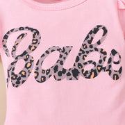 3PCS Lovely Leopard Short Sleeve Baby Set