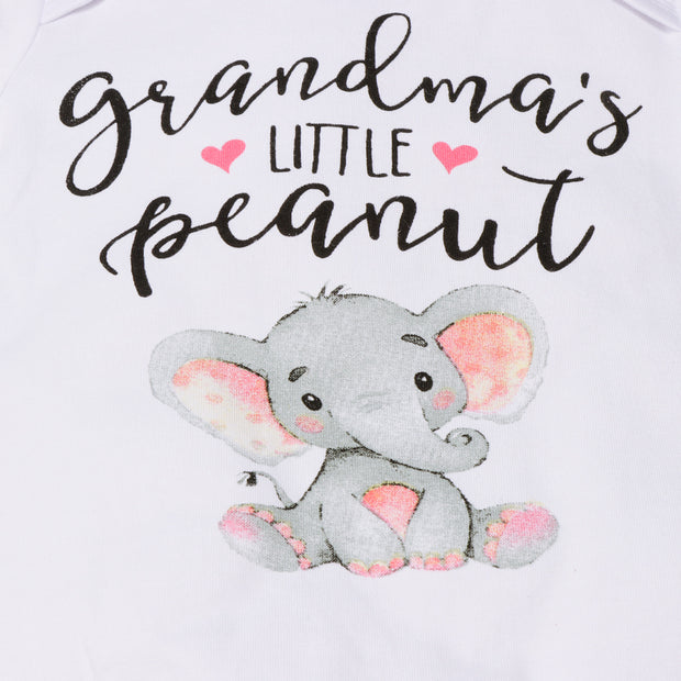 "Grandma‘s Little peanut" Letter Printed Romper