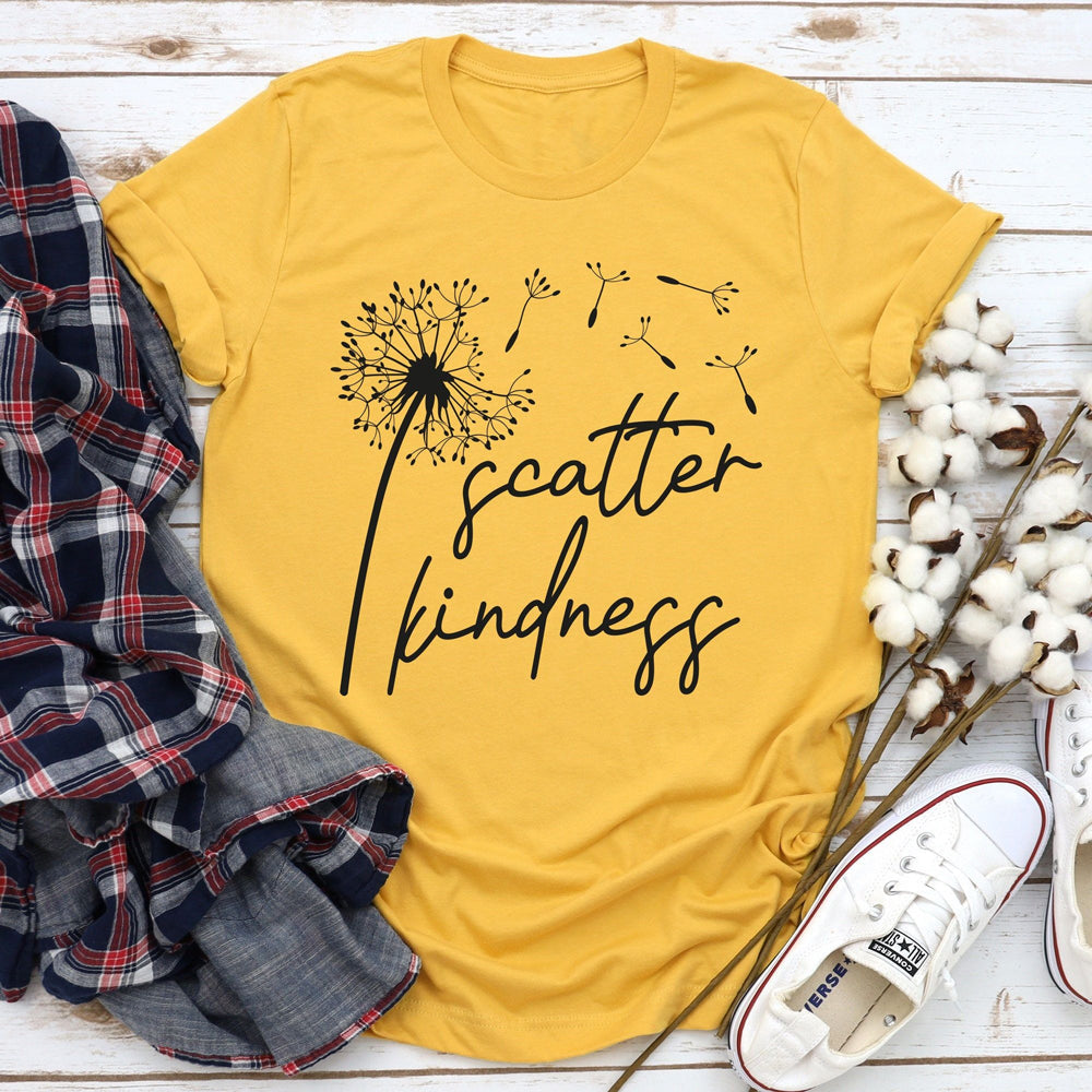 Scatter Kindness Floral Print Women Slogan T-Shirt