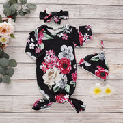 NewBorn Floral Print  Pajamas with Headband