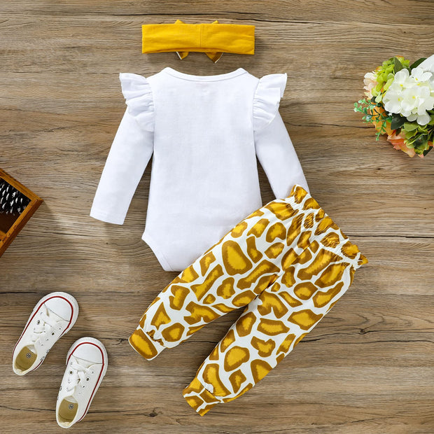 3PCS You Bet Giraffe I’m Cute Letter Printed Baby Set
