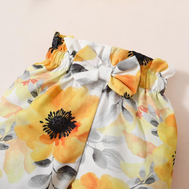 3PCS Pretty Floral Printed Baby Set