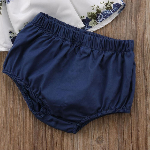 2-piece Flutter-sleeve Top and Shorts for Baby Girl