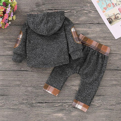Conjunto casual xadrez com capuz e calça