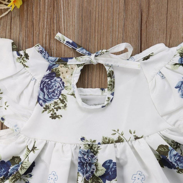 2-piece Flutter-sleeve Top and Shorts for Baby Girl