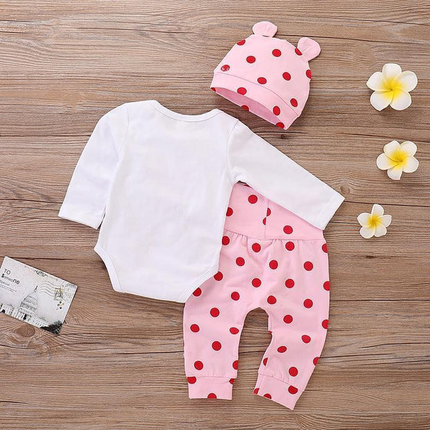Giraffe Print Romper & Polka Dot Pant with Hat