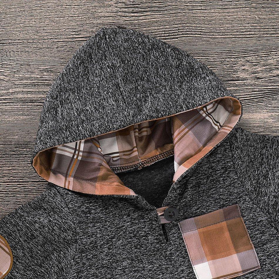 Conjunto casual xadrez com capuz e calça