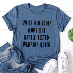 Sweet Old Lady Tee Slogan Letter Graphic Crew Neck Women T Shirt