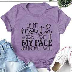 If My Mouth Fashion Letter Print Camiseta feminina com slogan 