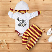 2PCS "Mommy's Little Muggle"Striped Printed Baby Set