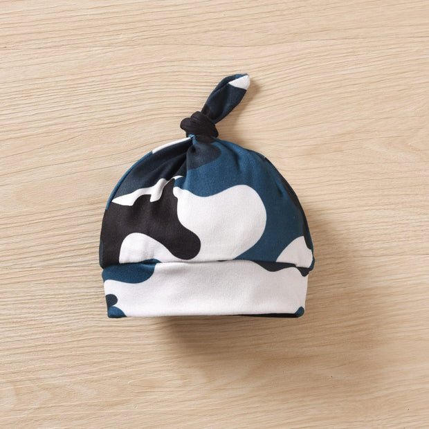 3PCS Mama's Little Man Letter Camouflage Printed Baby Set