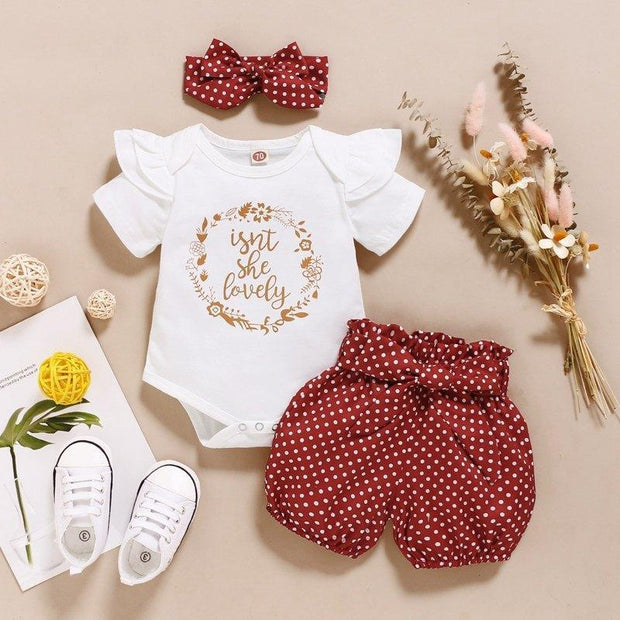 "Isn't she lovely" Polka Dots Baby Set