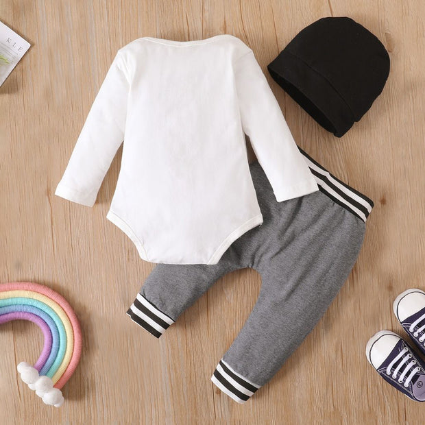 3PCS "New To The Crew" Letter Printed Baby Boy Set