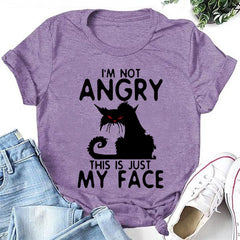 I'm Not Angry Print Women Slogan T-Shirt