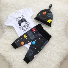 3PCS "Player 3 Has Entered The Game" Funny Baby Set